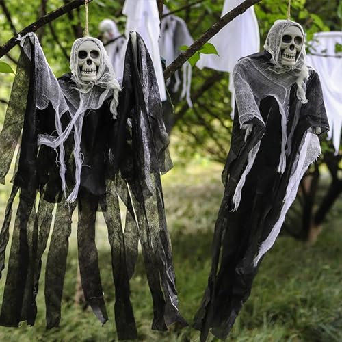 Horror Deko 2 Tabletten Halloween Deko Outdoor Ghost,Halloween Skull Zombie Hanging Horror Ornament,Gruselige Halloween Deko Hängedekoration, Halloween, Mottoparty