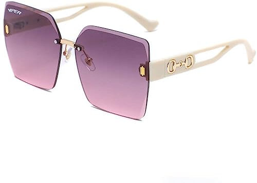 Alsino Viper Damen Herren Sonnenbrille Retro Klassische Vintage Trendy Brille große rechteckige Gläser UV Schutz, Modell wählen:V-1676-1 weiß