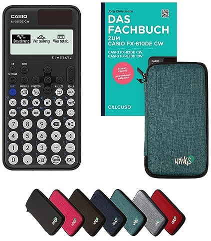 Casio fx-810DE CW inkl. Schutztasche Türkis & Fachbuch (96 Seiten, DIN A5) – Wissenschaftlicher Rechner – Smart Set