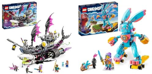 LEGO 71469 DREAMZzz Albtraum-Haischiff, Baue 2 Arten des Piraten-Boot-Spielzeuges & 71453 DREAMZzz Izzie und Ihr Hase Bunchu Set