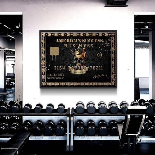 Blue Booms American Success Business Skull Card - Get Rich or Die Trying Poster 150x100 Rahmen Schwarz