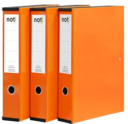 Box File Laminated Foolscap, Lockspring, Ring Pull & Catch, 75mm Spine, Orange (Box of 3)