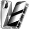 KECAOREN Anti Spy Hülle für iPhone 15 Pro,360 Grad Ganzkörper Schutzhülle,Anti-Peep Privacy 9H Glas Displayschutzfolie+Magnetische Metallrahmen Case mit Kamera Schutzfolie,Titan Weiß