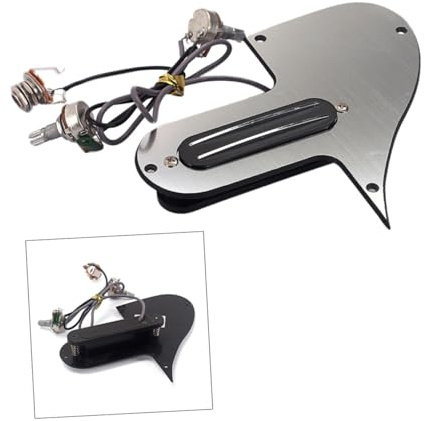 ibasenice Mandolin Pickguard Loaded Pickguard Silver Plate for Electric Guitar Accessories Prewired Pickups Fits Mandolin Guard Plate for Single Coil Assembly