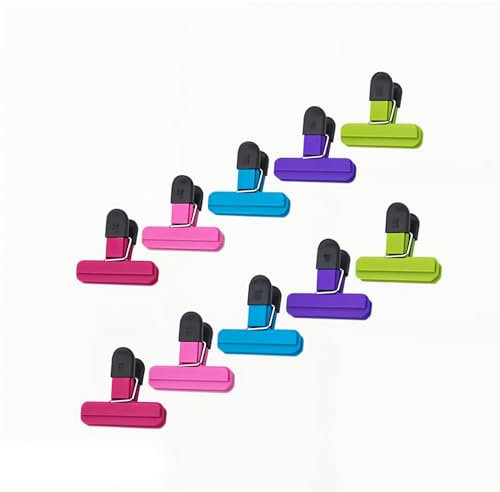 Food Bag Clips, 10 Pcs Reusable Plastic Bag Clips for Food Storage – Multicolored, Premium Quality Sealing Clips to Keep Food Fresh – Air Tight Food Sealing Clips, Perfect for Home, Kitchen & Office