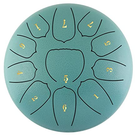 Sunydog 6 Zoll 11 Noten Handpan Zungentrommel mit Drum Mallet Finger Picks Percussion für Meditation Yoga(Seeblau)