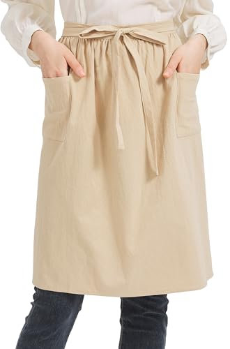 Nanxson Damen Schürze Bauwolle Leinen Lätzchen Kochschürze Kücheschürze einfarbige Arbeitsschürze mit Tasche