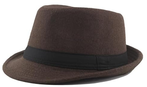 YEAMKE Fedor-Hüte, Warme Jazz-Mützen, Vintage Casual Stage-Hüte für Damen und Herren, braun, 58cm