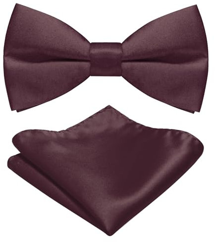 JEMYGINS Herren Matten Fliege erhältlich in Uni Farben inklusive Einstecktuch Set kastanienbraun