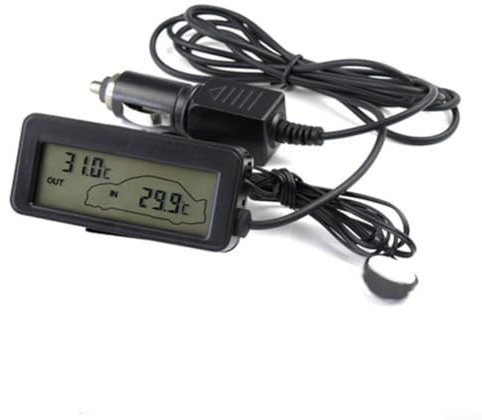 SPORTARC Thermomètre intérieur et extérieur de voiture, 1 thermomètre numérique LCD 12 V pour voiture, jauge de température intérieure/extérieure (bleu)