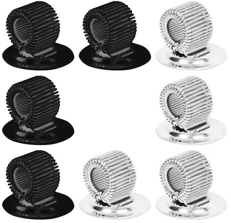 KRYMSON 8-Teiliger Federstiftclip, Magnetischer Stifthalter, Edelstahl-Magnetstiftclip, Drehbarer Autostifthalter, Einloch-Klebestiftclip, Geeignet Für Büros, Lehrer, Schüler (Schwarz, Silber)