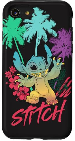 Disney Stitch Beach Vibes Hawai'i Hibiskus Blumen und Palmen Hülle für iPhone SE (2020) / 7 / 8
