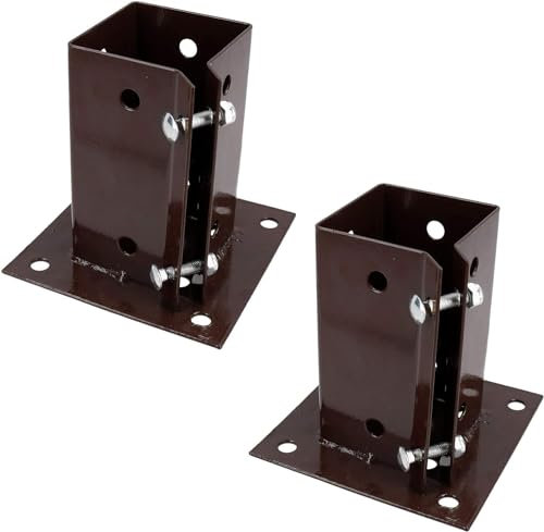 Unibos Heavy Duty Fence Post Decking Bolt Down Support Holder Clamp for Posts 75mm x 75mm New (2, Pack)