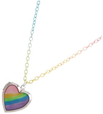 OATIPHO Rainbow Love Heart Necklace, Metal Trim Pendant Gay Lesbian Rainbow Pride LGBT Necklaces Charm for Girl Women Men