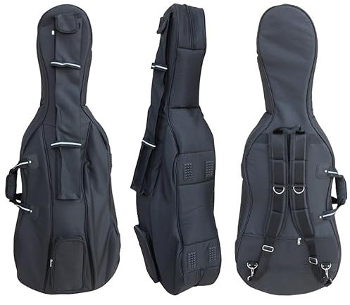 Vetimobato Cello Gigbag 4/4 Full Size Cello Soft Bag 1/2 1/4 1/8 Wasserdichte Cellophan-Tasche Reise 3/4 Cellophantasche mit mehreren Taschen und Griff & verstellbaren Rückengurten Cellophanrucksack