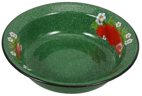Alipis Emaillegeschirr-schüssel Vintage-emaille-schüssel Erdbeermuster Für Den Küchengebrauch