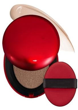 Red Cushion Foundation, Cushion Foundation Make-up für Glashaut, Lang Anhaltende, Leichte, Aufbaubare Deckkraft, Halbmattes, Natürliches Finish (24N)