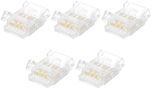 Sourcing Map 5 Pcs LED Strip Connector - 5 Pin 10mm Wire Connectors for Light Strips - Transparent Solderless Adapter for Surface Mount Device LED Strips