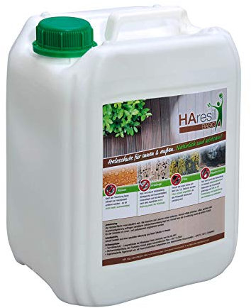 HAresil BASIC eco Holzschutz 5 Liter - Holzwurmmittel - Holzwurmbekämpfung - Innen- und Außen -widerstandsfähiger und effektiver Holzschutz - für Holzbauten, Terrassen, Zäune, Holzoberflächen
