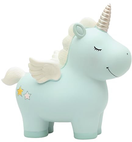 Einhorn Spardose, Bruchsicheres Sparschwein in Einhornform - Super Süßes Geschenk für Geburtstage, Weihnachten & Babypartys (Baby blau)
