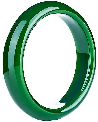 QTYQWC Jade-Armreif für Frauen, echte natürliche grüne Glücksgeschenke mit Schmuckschatulle (Farbe: rund 8 mm, Größe: 51–52 mm)