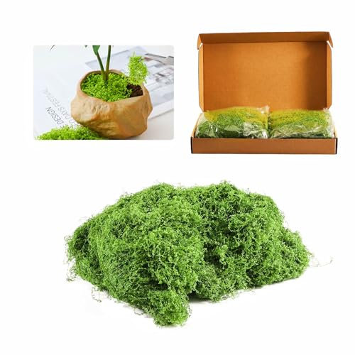Silkwish 200g Kunst Moos zum Basteln, Dekorieren, Moosbild - Kunstmoos für Moosbilder Wand Deko Krippe Aquarium Krippe Modellbau - Künstliches moos, Bastelmoos - Ausbleichsicher - Dunkelgrün