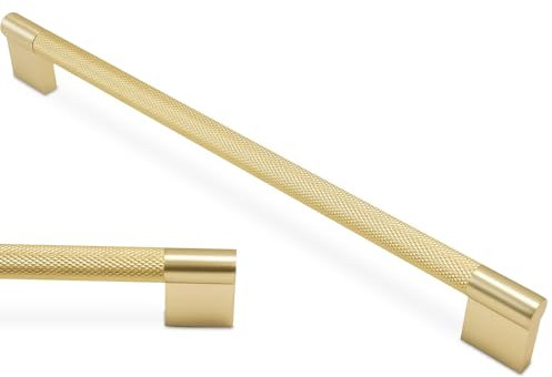 COTYKILEY 6 Pack 12.5 Inch(320mm) Brushed Brass Cabinet Handles Gold Knurled Kitchen Cabinet Pulls Cabinet Door Handles Kitchen Cabinet Hardware Cupboard Drawer Pulls Dresser Handles