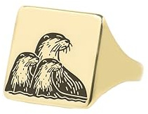 14k Gold Otter Siegelring - Gravierte Otter Ring - Benutzerdefinierte Otter Ring - Fett Aussage Ring - Quadratische Form Ring