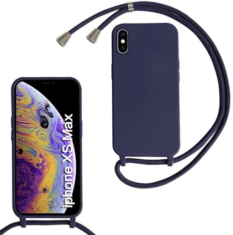 xinyunew Handykette für iPhone XS Max Hülle mit Band, Handyhülle mit Schnur zum Umhängen, weiche TPU Silikonhülle mit Band [abnehmbar] Halskettenhülle für iPhone XS Max-Blau