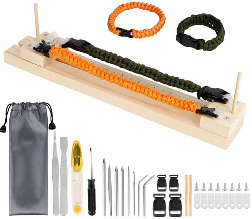 Ledoo Holz Paracord Armband Jig,20Pcs Einstellbare Paracord Jig Armband Maker,Paracord Zubehör Weben Holzrahmen Stahl Paracord Nadel für Paracord Armband Herstellung