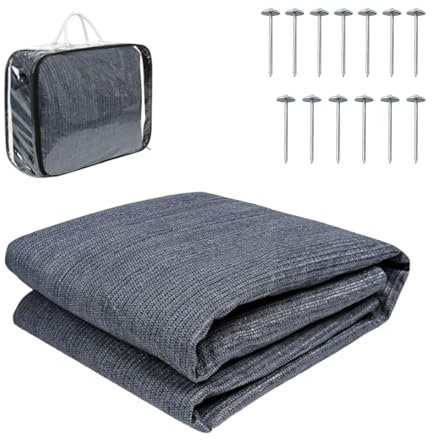 GHIBFBT Vorzeltteppich 250x400, Vorzeltteppich mit Ösen, Camping Vorzeltteppich, Outdoor Teppich 250x400 Camping, Bodenplane Vorzelt inkl. Tragetasche, T-Heringe für Wohnmobil Wohnwagen (250x400cm)