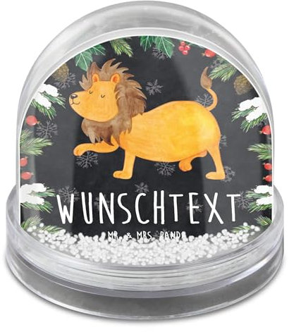 Mr. & Mrs. Panda Personalisierte Schneekugel Sternzeichen Löwe - Personalisierte Geschenke, Löwe Sternzeichen, Schneekugel Mit Spieluhr Und Gravur,