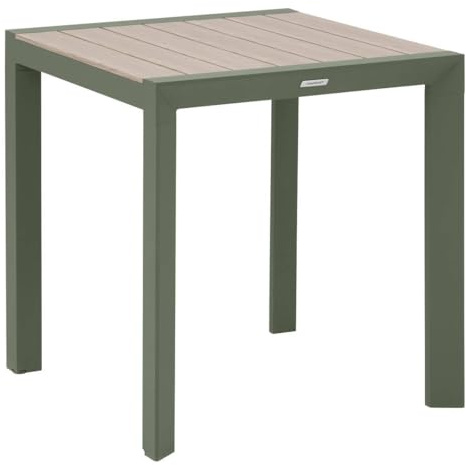 Hespéride - Gartentisch Evasion holzoptik leinen & lorbeergrün 2 sitzer Lates aus Aluminium