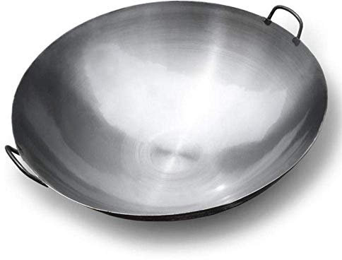 Grande wok 50 cm – Grande pentola binaurale in ferro per chef casalinghi – Pentole vintage extra large in ferro