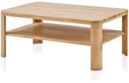 WOODLIVE DESIGN BY NATURE Massivholz Couchtisch Merlin rechteckig aus Kernbuche, geölter Wohnzimmer-Tisch, 100 x 60 cm