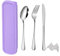 QZLSAYSL Set De Couverts De Voyage, Couverts, Couverts De Voyage, BoîTe De Couverts RéUtilisables Pour L'éCole, Le Voyage, Le Camping-5pcs (lilas)