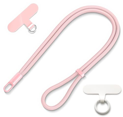 MORSUNBELA cordon long réglable, cordon telephone portable chaine telephone portable, bijoux telephone portable, cordon universel pour téléphone portable, porte-clés - cordon rose