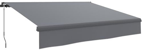 Outsunny Toldo Manual Retráctil 3x2 m Toldo Exterior Terraza Enrollable Ajustable con Manivela Protección UV50+ Estructura de Aluminio y Metal para Balcón Jardín Gris