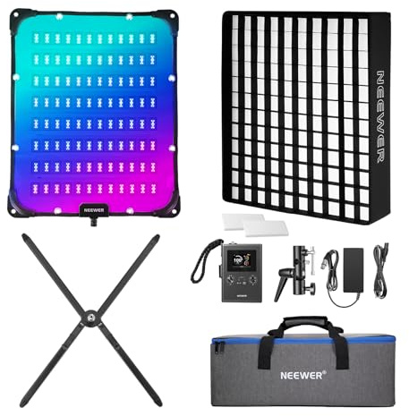 NEEWER 115W Flexible LED Videolicht Professionelles RGB Panel Licht Mat Set mit Softbox, APP/2,4G/DMX Steuerung, 2500K-10000K, 14700lx/0,5m, CRI96+, Key Lighting für Fotografie, Streaming FL100C