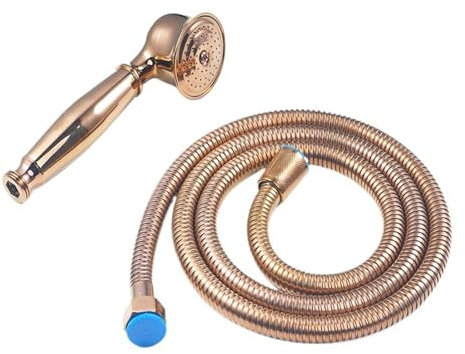 Rose Gold Vintage Handheld Shower Head Set 1.5m Stainless Steel Hose Antique Telephone Style Brass Sprayer G1/2 Connector