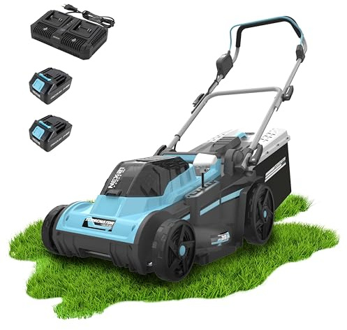 Cecotec Akku-Rasenmäher Terrenator E3 Liberty Z Plus, Brushless Motor, 2X NEX21 21V 4Ah Akkus, Dual-Schnellladegerät, 38 cm Schnittbreite, 40 L Fangkorb, 25-75 mm, Z-Tech Schnitthöhenverstellung