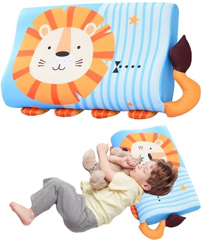 YANGUN Schlummerkids Kissen, 45X27cm Calmly Kinderkissen, kopfkissen Kinder, Ergonomisches KissenKinder, Atmungsaktives Kinder Bett Kissen für Besserenund Gesünderen(Löwe)