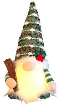 Fegtrtyoa Christmas Doll Sled Ski Gnome with LED Light Rudolph Christmas Decor for Home Xmas New Year Gifts 29cm Green