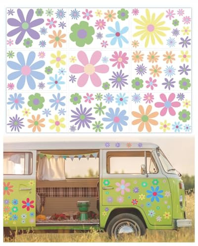 JUKOTA 9er Pack Autoaufkleber, Blumen Auto Dekorationen Zubehör Car Sticker Deko Vinyl Wandaufkleber Fenster Aufkleber für Geländewagen Wohnmobil Karosserie Seitentür Kofferraum
