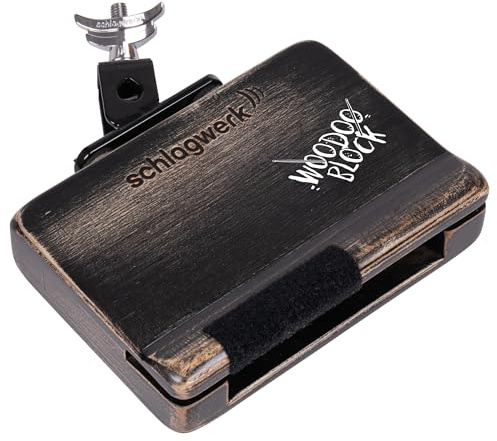 Schlagwerk WOB17 Woodoo Block Low - Woodblock Musical Instrument in Vintage Design - for Rod Assembly - Multiple Sound Variants - for Drum Set or Cajon Setup - Made in Germany