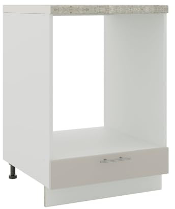 JD Greta Adjustable Kitchen Base Unit - 600mm - Oven Base Cabinet with Drawer & Worktop - Cashmere Matt