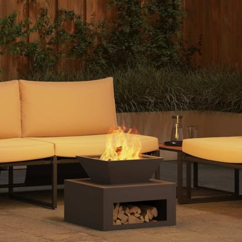 Garten Feuerschale Feuerschalen Feuerstelle,Feuerplatz Schwarz 50 x 50 x 40 cm Stahl,Kaminfeuer Für Den Garten,Terrasse Und Balkon,Vielseitig Einsetzbar