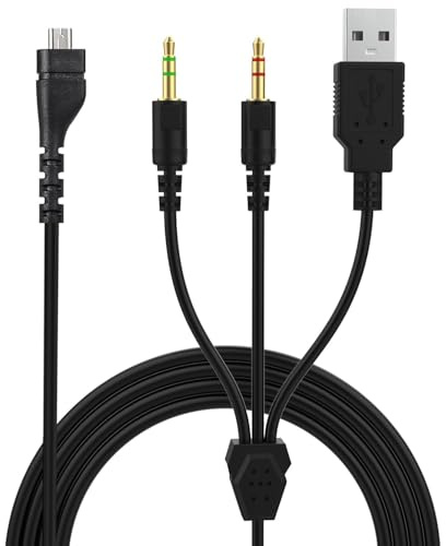 Asobilor Ersatzkabel für SteelSeries Arctis 3/5/7/Pro, 2-in-1 Mini USB auf Dual 3,5mm & USB, 2m TPE Gaming Headset Kabel, Schwarz