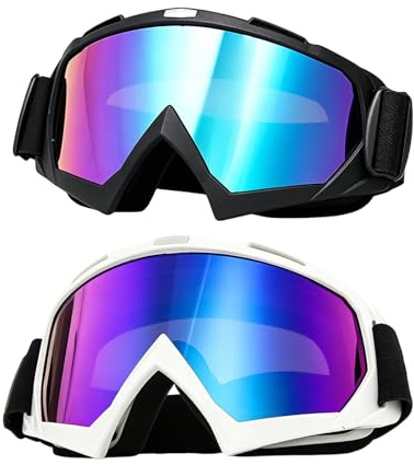 OhebEsx 2 Stück Motocross Brille, MTB Brille Schwarz & Weiß | 2 MTB-Brillen mit schwarzem & weißem Rahmen. Stoßfest, UV-Schutz, beschlagfrei – ideal für Motorrad & Mountainbike.