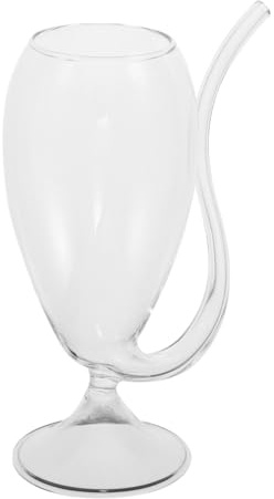 JOINPAYA Calice da Vino Rosso in Vetro con Cannuccia, Design Originale e Multifunzionale, Bicchiere Creativo per Cocktail e Uso Domestico, 1 Pezzo